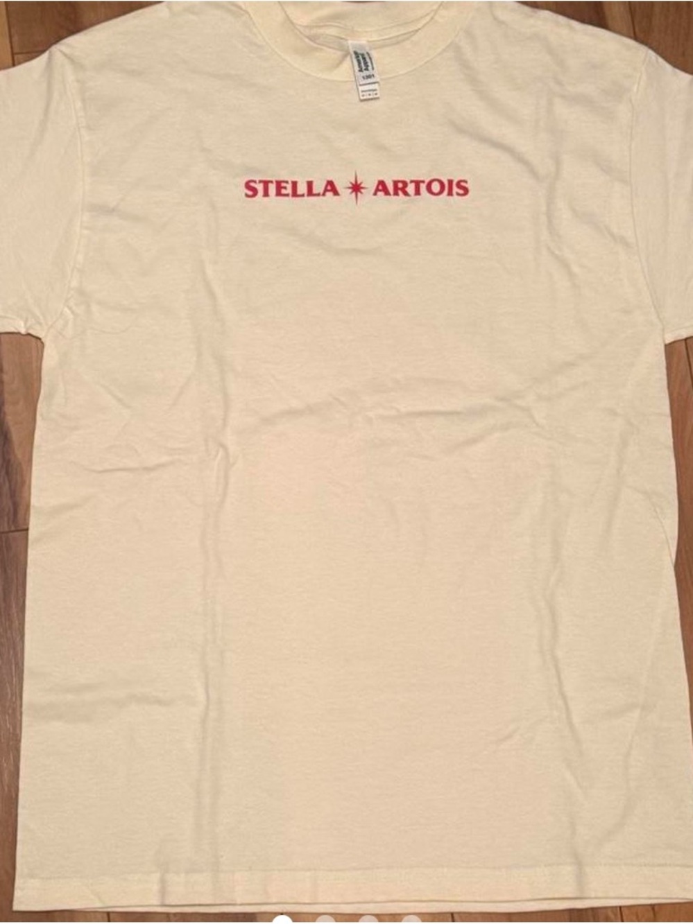 Stella Artois Cream Tee with Red Logo NEW